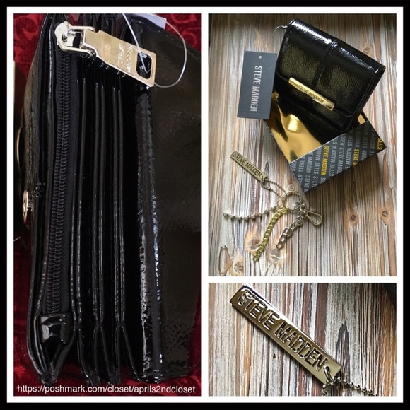 STEVE MADDEN BLACK WALLET & KEY CHAIN SET A2C - Picture 6 of 8